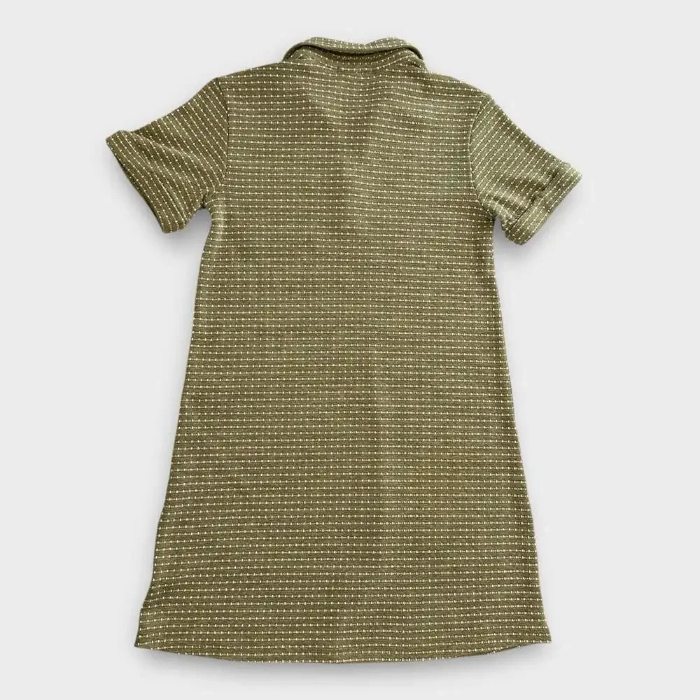 Gilli Olive Green Textured Retro Sporty Polo Collared Preppy Mini Dress Size S - Picture 6 of 10